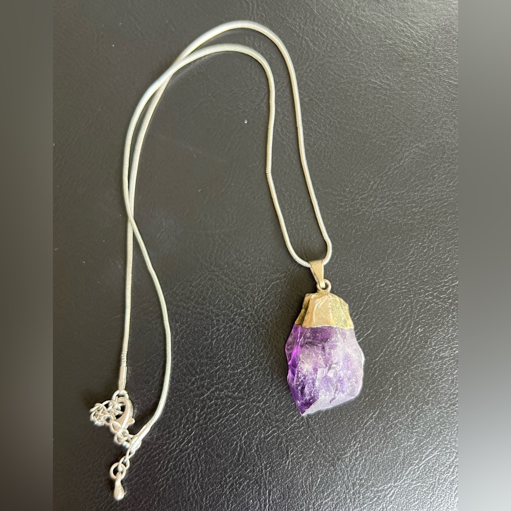 Raw amethyst necklace